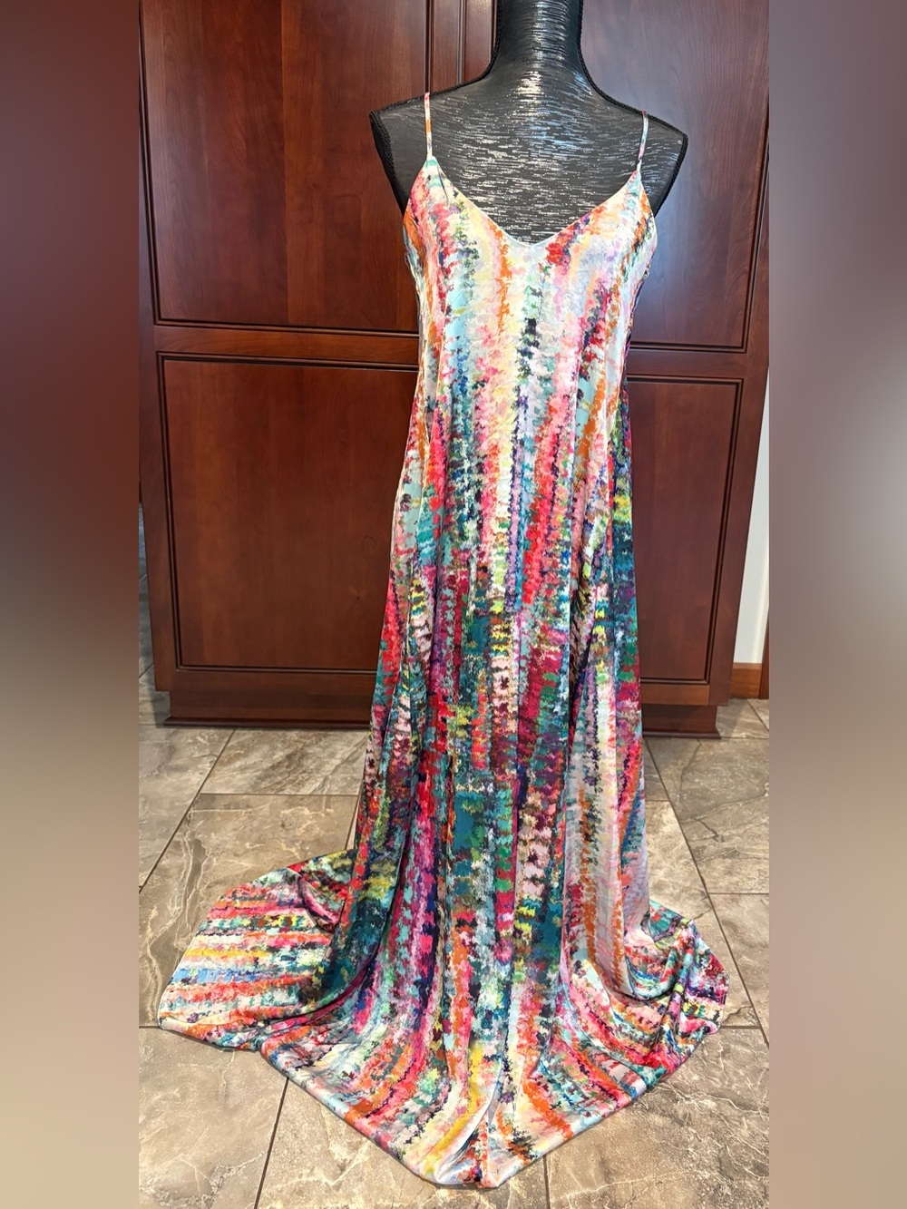 Vibrant Multicolor Maxi Slip Dress